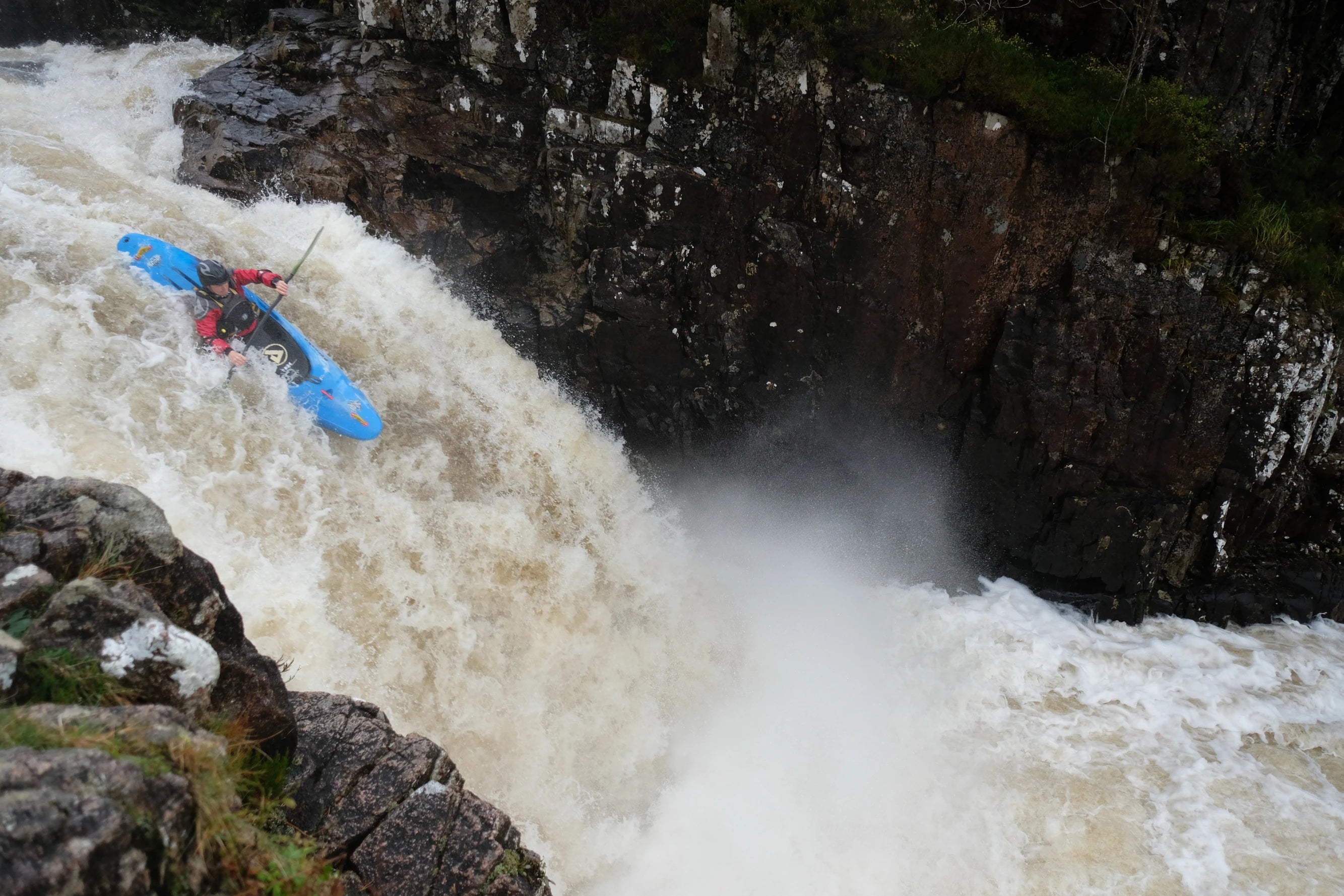 Kayaker paddling whitewater