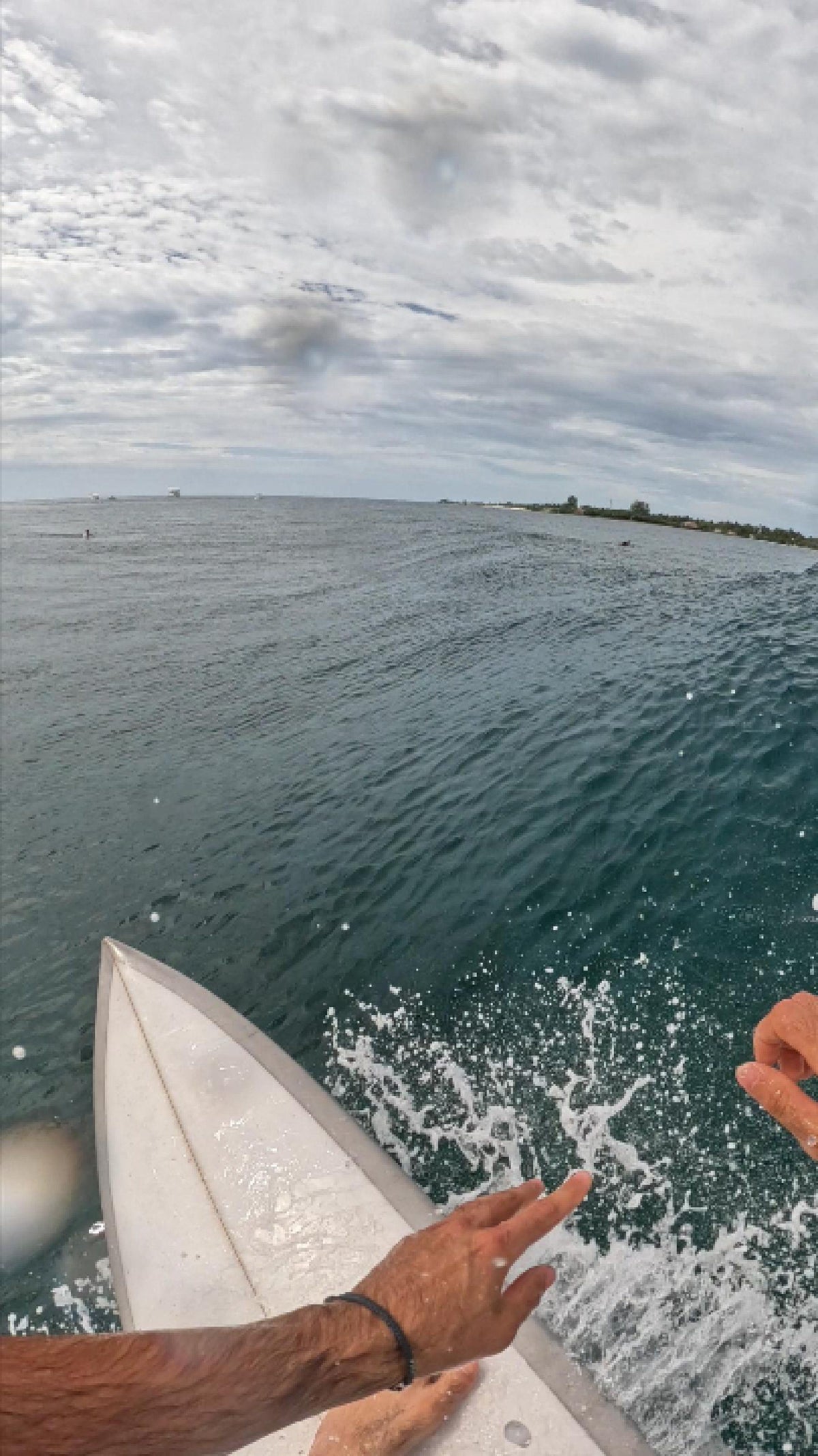 Point of view from the water while surfing